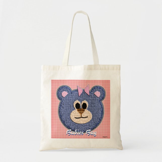 Textured Teddy Bear Babies Bag ( Bow) (Front)