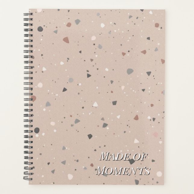 Textured Terrazzo Pattern | Mocha Mousse Elegance Planner (Front)