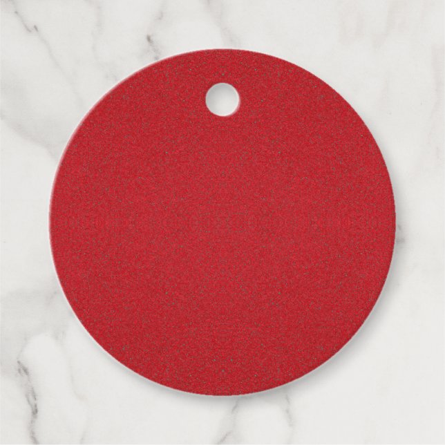 Textured Tomato Red Round Favour Tag – Customisabl (Front)