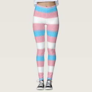 Textured Transgender Pride Flag Colours Stripes Leggings