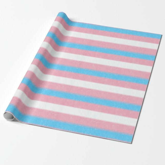 Textured Transgender Pride Flag Colours Stripes Wrapping Paper (Unrolled)