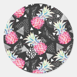 Textured Triangle Pineapple Pattern Classic Round Sticker