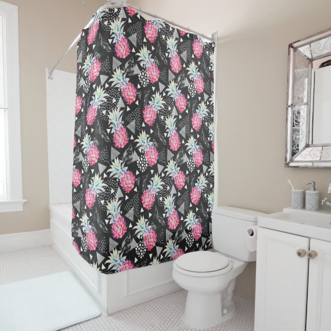 Textured Triangle Pineapple Pattern Shower Curtain (In Situ)