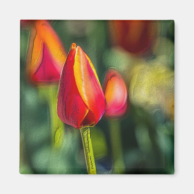 Textured Tulip Garden Magnet (Front)