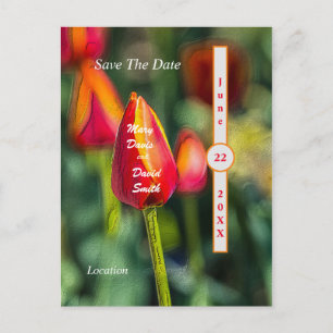 Textured Tulip Garden Save The Date Postcard
