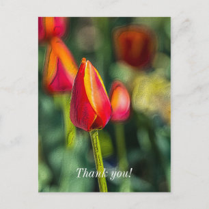 Textured Tulip Garden Thank You Postcard