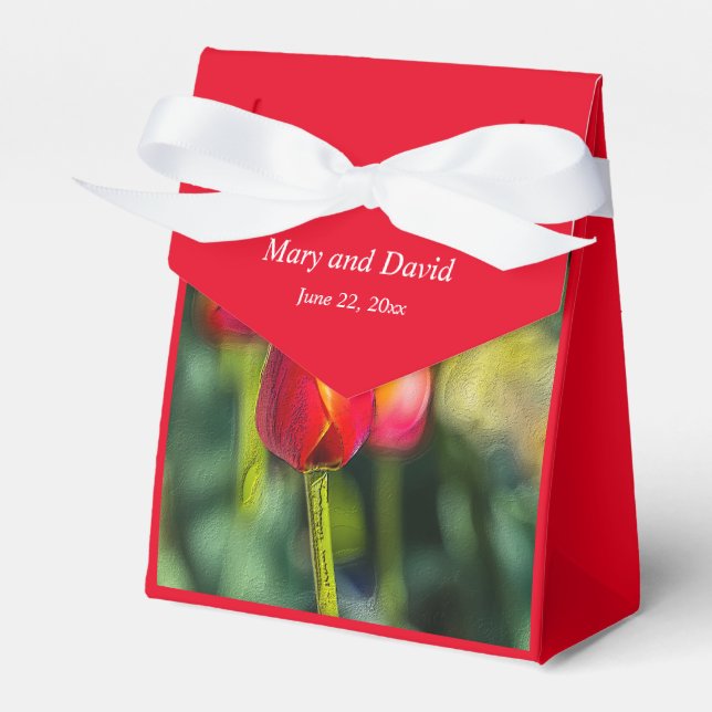 Textured Tulip Wedding Favour Box (Front Side)