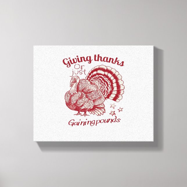 Textured Turkey Drawing in Rich Red Sepia on Pale  Canvas Print (Front)