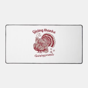 Textured Turkey Drawing in Rich Red Sepia on Pale  Desk Mat