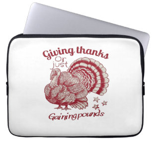 Textured Turkey Drawing in Rich Red Sepia on Pale  Laptop Sleeve