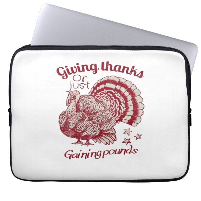 Textured Turkey Drawing in Rich Red Sepia on Pale  Laptop Sleeve (Front)
