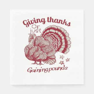 Textured Turkey Drawing in Rich Red Sepia on Pale  Napkin