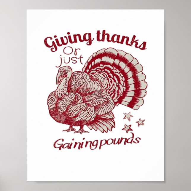 Textured Turkey Drawing in Rich Red Sepia on Pale  Poster (Front)
