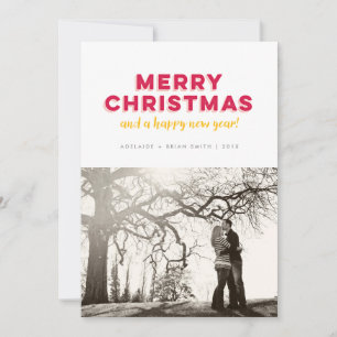 Textured Type Minimalist Merry Christmas Photocard Holiday Card