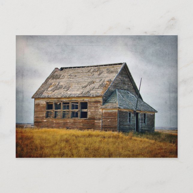 Textured Vintage Schoolhouse Postcard (Front)