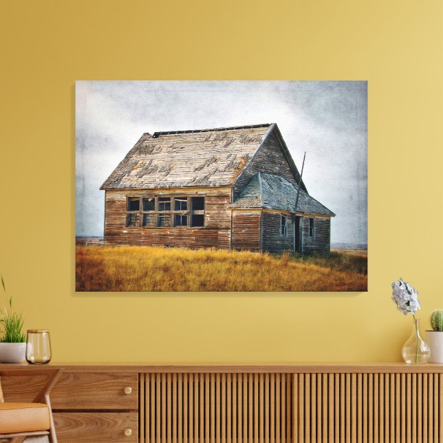 Textured Vintage Schoolhouse Stretch Canvas Print (Insitu(LivingRoom))