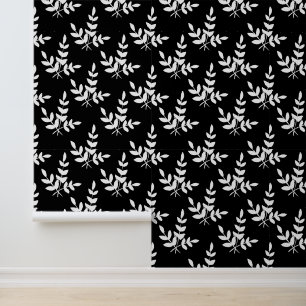 Textured Wallpaper Black w/White Flower Design