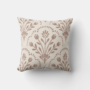 Textured Warm Brown Floral Scallop Pattern Cushion