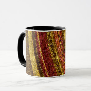 Textured waves abstract decor golden foil glitter mug