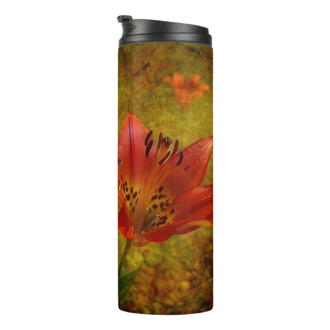 Textured Western Red Prairie Lily Icon Thermal Tumbler (Rotated Right)