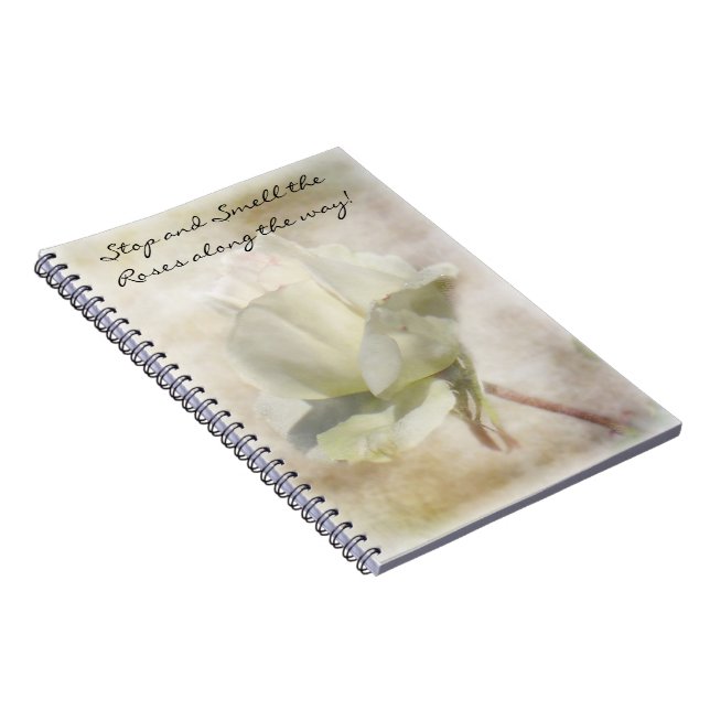 Textured White Rose Notebook (Right Side)