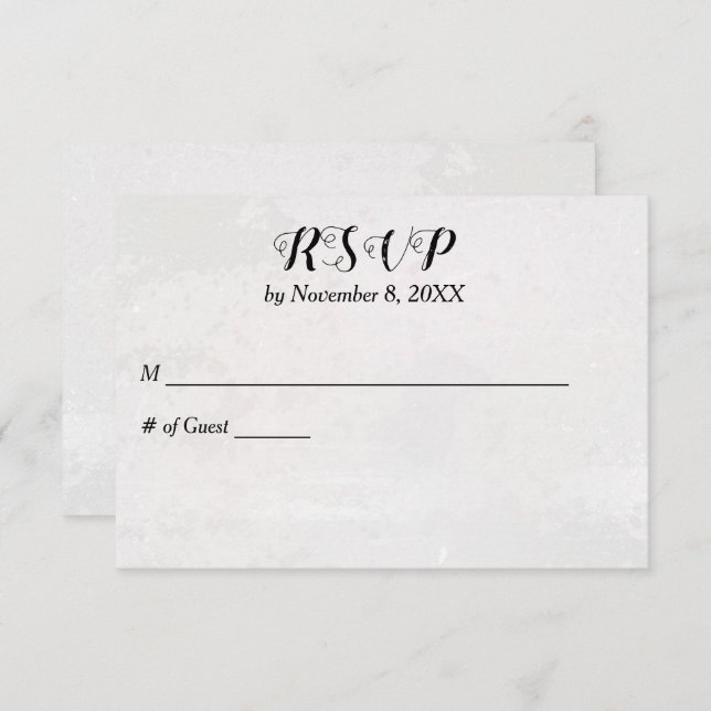 Textured White Wedding RSVP Card (Front/Back)