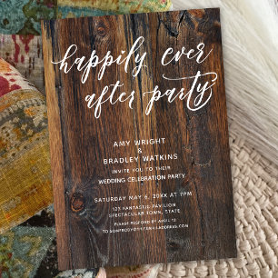 Textured Wood Handwriting Happily Ever After Party Invitation