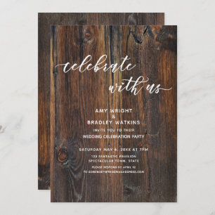 Textured Wood Handwriting Script Celebrate with Us Invitation