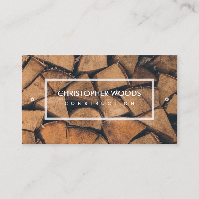 Textured Wood Handyman Carpentry Business Card (Front)