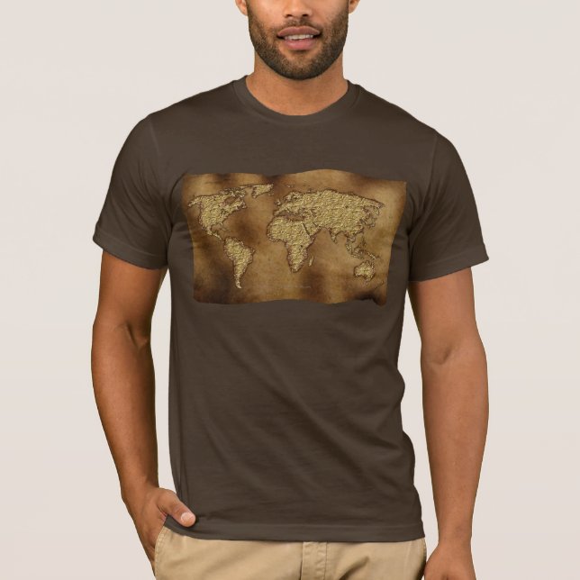 Textured WORLD MAP on Parchment T-Shirt (Front)