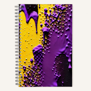 Textured Yellow  Purple Black Splattered Abstract  Notebook