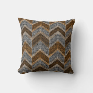 Textured, zigzag, gray and brown cushion
