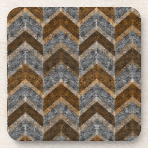 Textured, zigzag, grey and brown coaster