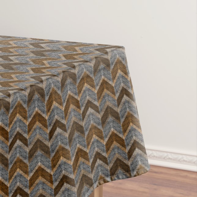 Textured, zigzag, grey and brown  tablecloth (In Situ)