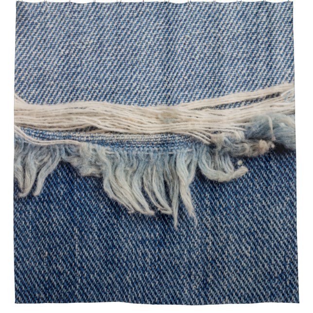 Textures ripped jeans background. shower curtain (Front)