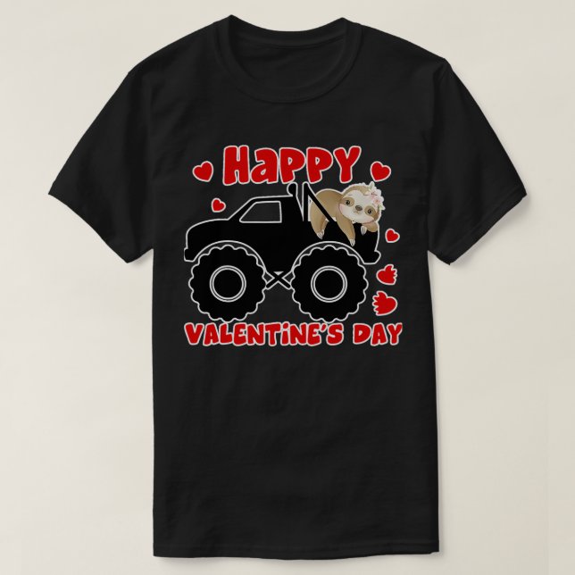 Tg Cute Truck Sloth Valentines Day T-Shirt (Design Front)