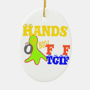 "TGIF Hands Off" Funky humor Merch Design Ceramic Tree Decoration