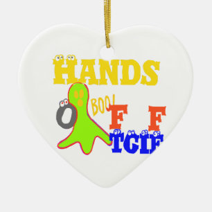 "TGIF Hands Off" Funky humor Merch Design Ceramic Tree Decoration