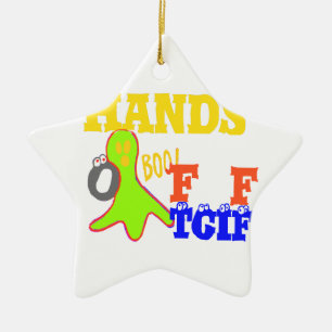 "TGIF Hands Off" Funky humor Merch Design Ceramic Tree Decoration