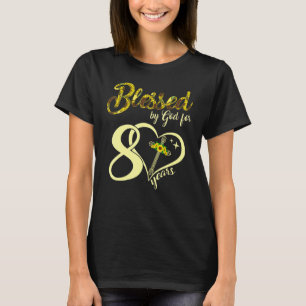 Th 80 Years Old Birthday Sunflower Christian Cross T-Shirt