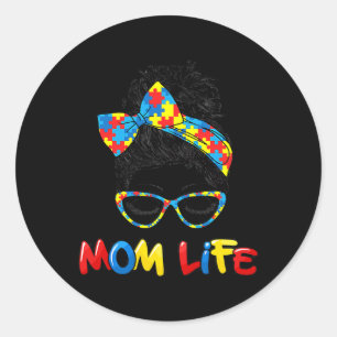 Th Autistic Autism Awareness Mum-life Women Mum Gi Classic Round Sticker