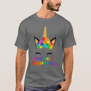 Th Colourful Daisy Unicorn Face Autism Awareness M T-Shirt