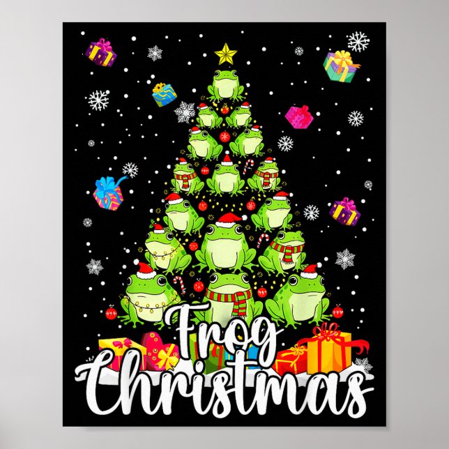 Th Cute Frog Christmas Tree Pajama Matching Costum Poster (Front)