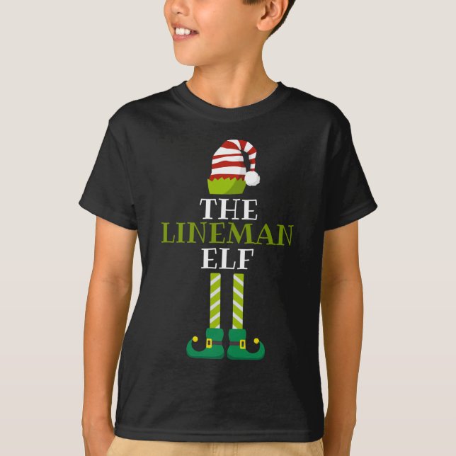 Th I'm The Lineman Elf Christmas Pajama Matching C T-Shirt (Front)