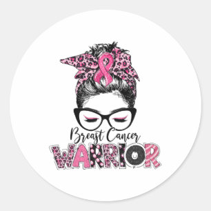 Th Pink Ribbon Breast Cancer Awareness Warrior Mes Classic Round Sticker