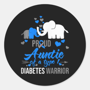 Th Proud Auntie Of A Type 1 Diabetes Warrior Gift Classic Round Sticker