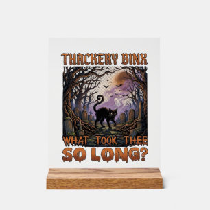 Thackery Binx Black Cat Halloween Graveyard Bats_1 Acrylic Sign