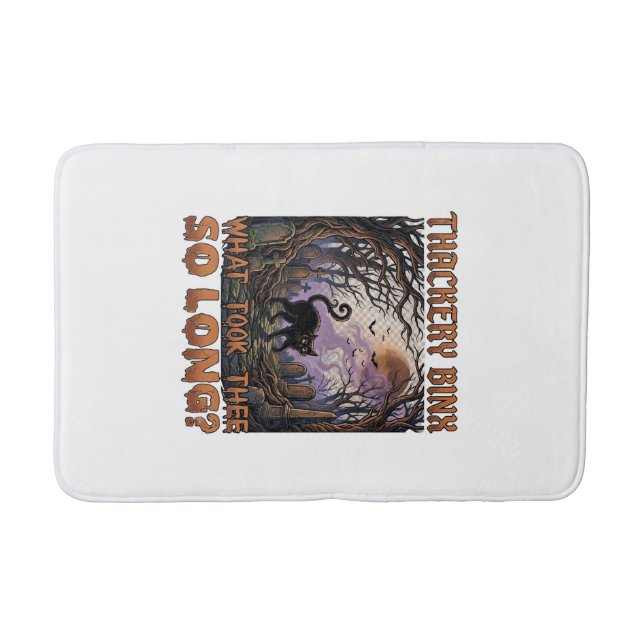 Thackery Binx Black Cat Halloween Graveyard Bats_1 Bath Mat (Front)