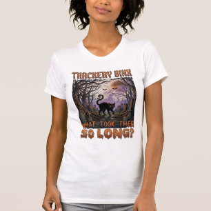 Thackery Binx Black Cat Halloween Graveyard Bats_1 T-Shirt