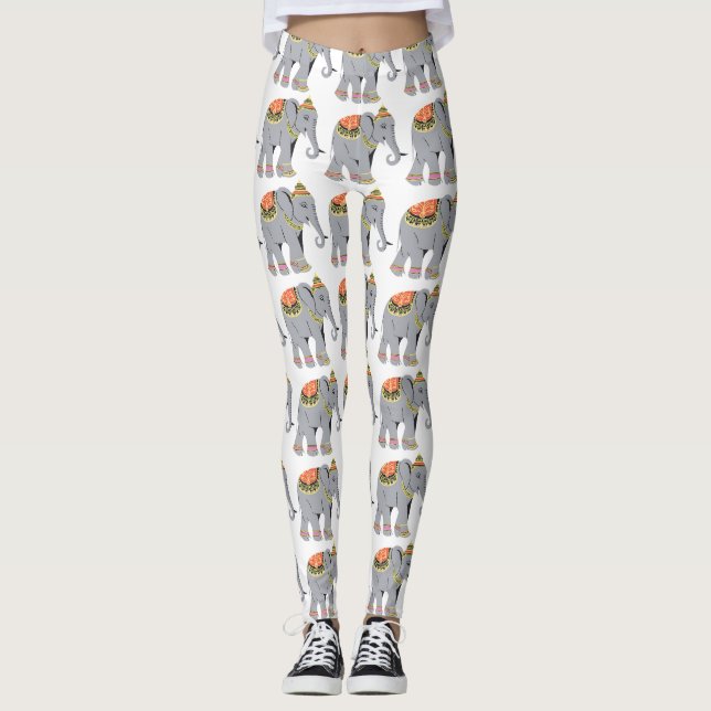 Thai Battle Elephant Pattern Leggings (Front)